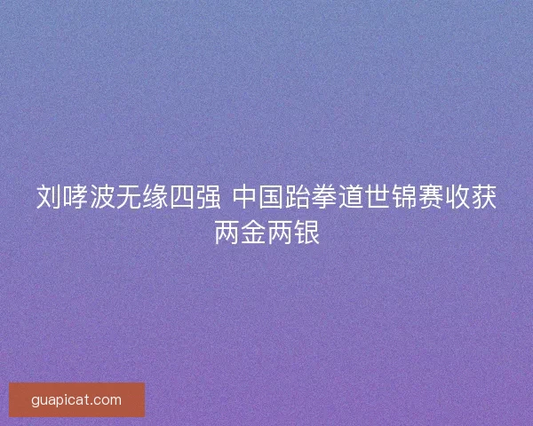 刘哮波无缘四强 中国跆拳道世锦赛收获两金两银