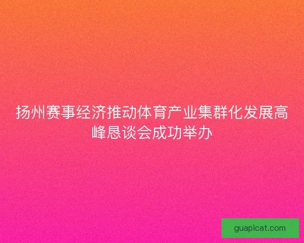 扬州赛事经济推动体育产业集群化发展高峰恳谈会成功举办