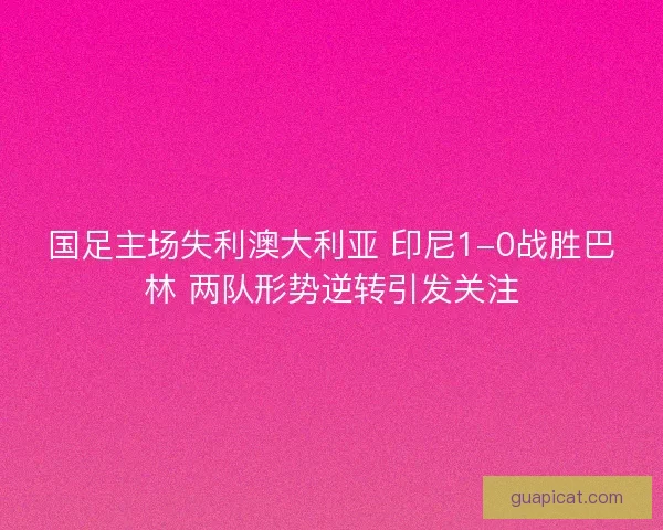 国足主场失利澳大利亚 印尼1-0战胜巴林 两队形势逆转引发关注